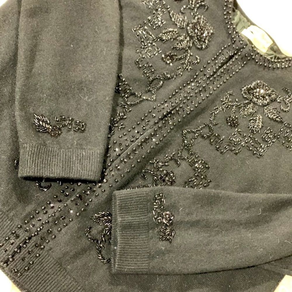 WORLD Import Corp Vintage sequined cardigan black wool blend women’s size 40
